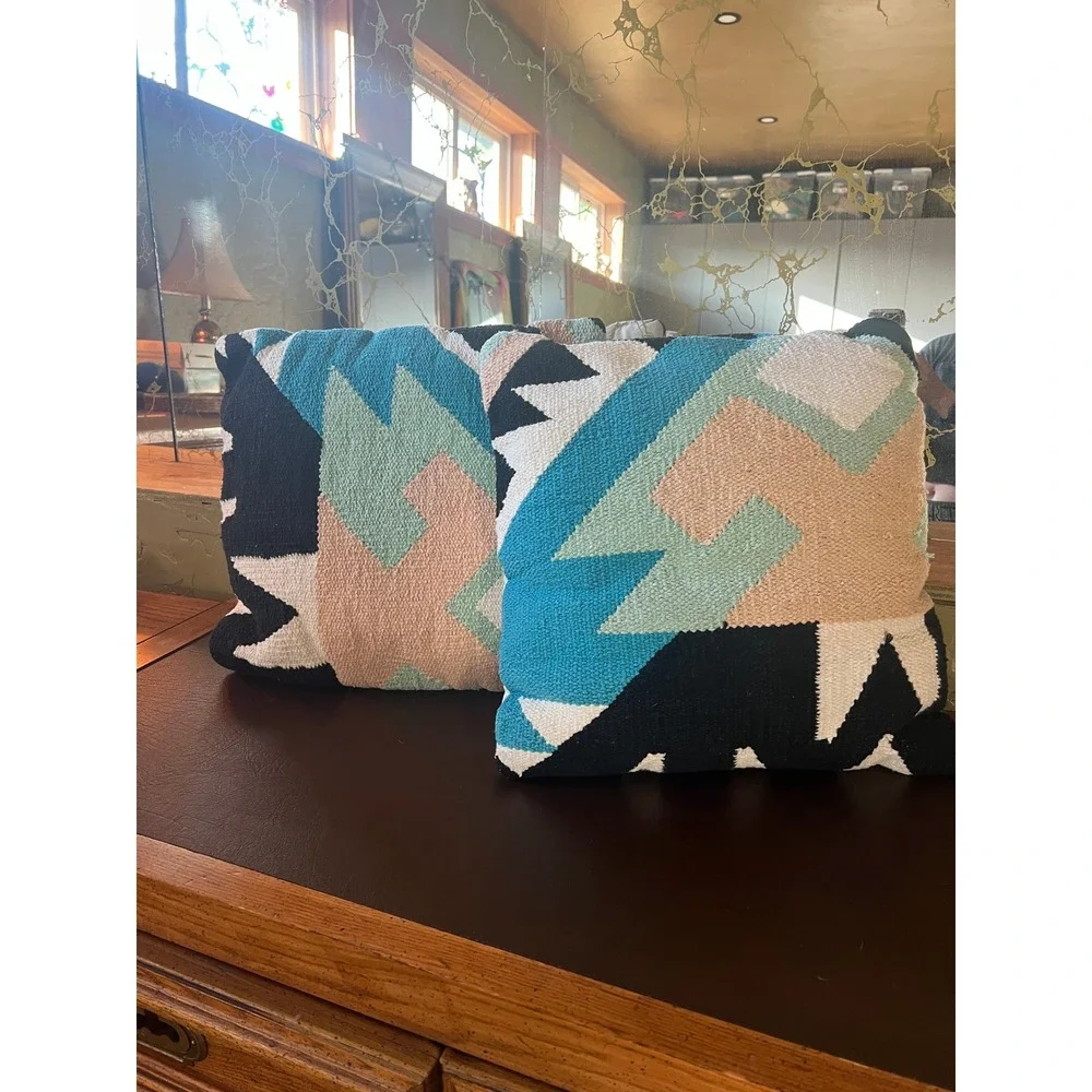 Colorful Geometric Kilim Pillows Urban Outfitters Desert Modern Set‎ 2 Boho